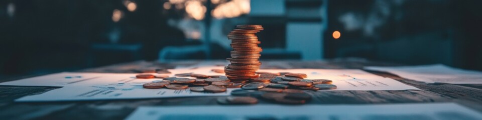 Poster - Minimalist Financial Forecast Copper-Toned Investment Visualization with Balanced Data Insights for Modern Wealth Strategy and Digital Economic Planning