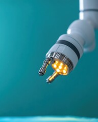 Fototapete - Next-Gen Surgical Precision Illuminated Robotic Microsurgery Tool Showcasing Advanced Autonomous Medical Technology for Minimally Invasive Interventions