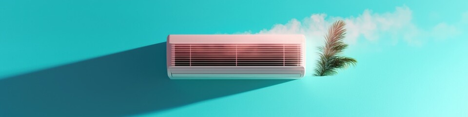 Aufkleber - Minimalist Climate Control Sleek Pastel Air Conditioner with Soft Feather Aesthetic - Modern Cooling Solutions for Contemporary Urban Living Spaces