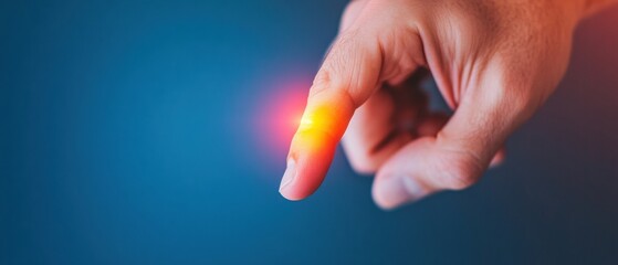 Poster - Minimalist Tech Innovation Vibrant Fingertip Interaction with Dynamic Light Gradient - Next-Gen User Experience Design and Digital Sensory Engagement