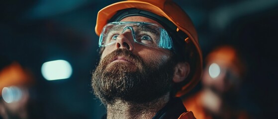 Aufkleber - Industrial Revolution 0 Hyper-Focused Millennial Technician in Immersive Safety Gear Showcasing Next-Gen Manufacturing Precision and Human-Centric Workplace Innovation
