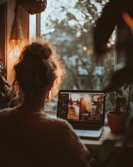 Poster - Hybrid Workplace Serenity Millennial Creative Professionals Mindful Home Office Workflow with Natural Light and Digital Collaboration Technology