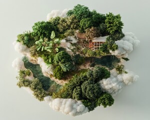 Poster - Eco-Futuristic Climate Solution Miniature Green Landscape Visualizing Sustainable Urban Design and Environmental Innovation in Aerial Perspective