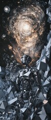 Wall Mural - abstract image of a galaxy or celestial body with dark and light colors.