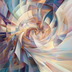 Wall Mural - abstract swirling vortex of pastel colors with geometric shapes and blurred effect.