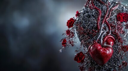 Poster - Surreal digital art of the human circulatory system in a studio setting a close-up emotional representation