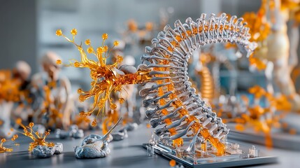 Poster - Innovative human spine model display medical lab 3d render educational setting close-up anatomy visualization