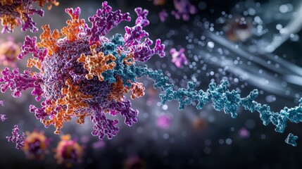 Leinwandbilder - Vibrant virus model in detail science lab macro photography high-tech environment close-up view modern concept