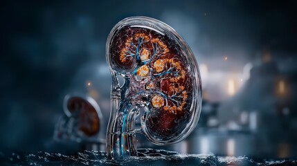 Aufkleber - High-definition scan of a human kidney medical imaging laboratory setting scientific perspective