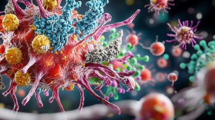 Aufkleber - Dynamic virus model visualization laboratory setting 3d render scientific exploration close-up microbial study