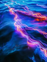 Wall Mural - abstract colorful nebula or cloudscape with blue purple and orange hues.