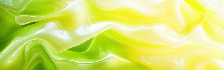 Poster - Luminous Flow: Vibrant Lime Green Abstract Background with Translucent Waves and Bright Highlights