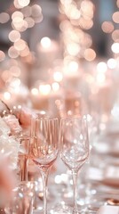 Fototapete - Elegant Champagne Flutes and Rose Gold Decor for a Festive Celebration