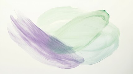 Aufkleber - Abstract white composition featuring a soft pencil drawing, purple and green brushstrokes for modern minimalist design background