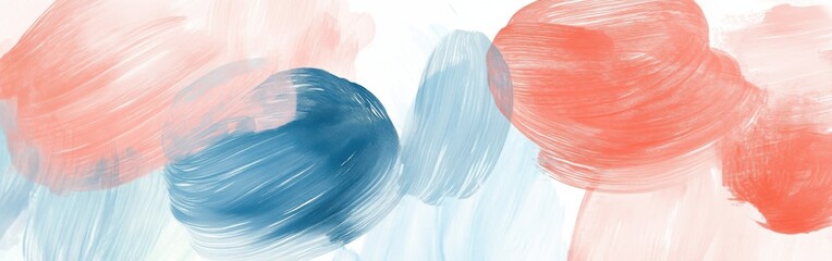Leinwandbilder - Elegant pastel coral and blue circular brush strokes create a soft and abstract watercolor design
