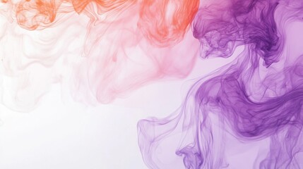 Poster - Soft pastel lavender and coral mist blending into white background, ethereal swirls with a gentle, dreamlike quality