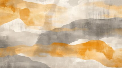 Leinwandbilder - Abstract muted earth tone landscape with layers of ochre, grey and beige brushstrokes and grunge textures for backgrounds and deco