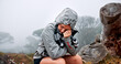 © peopleimages.com - Crying, hiker or woman in outdoor nature with grief, stress or burnout on adventure and trekking journey. Fail, sad and lost traveller in woods for hiking with anxiety, worry or fear with mistake