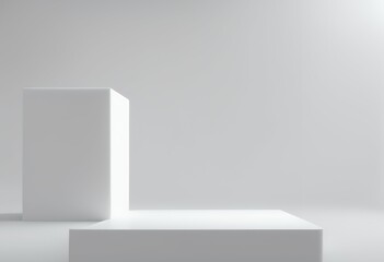 Wall Mural - render 3d white podium colors background blank isolated clean geometric box business product modern 