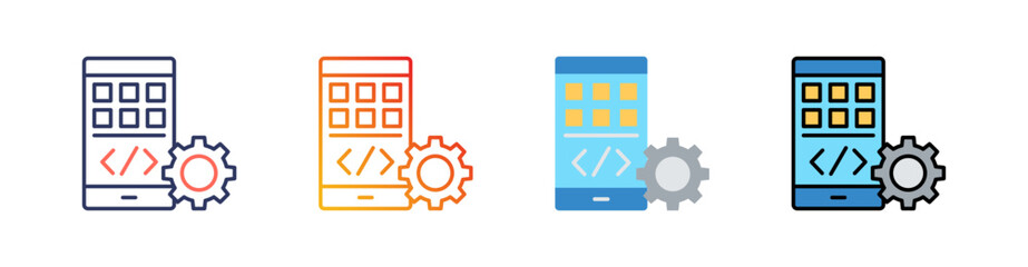 App Development Multistyle Icon Set Vector 