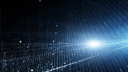 Wall Mural - digital technology lines and dots motion with flickering blue light animation background.