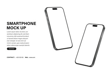 Realistic smartphone mockup. Mobile phone vector with isolated on white background. Device front view. 3D mobile phone with shadow. Realistic, high quality smart phone mockup for ui ux presentation.
