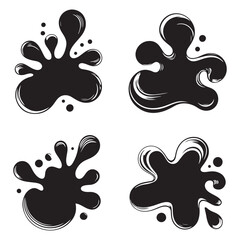 Naklejka na meble Ink blots and drips set Vector Black silhouettes. with white background