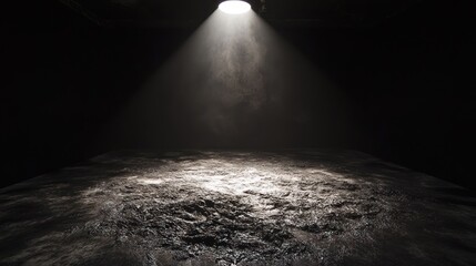 Aufkleber - Spotlight illuminating a textured dark surface with smoke or dust particles.
