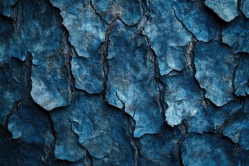 Aufkleber - Deep blue textured bark, cracked and weathered, showing intricate detail and natural patterns.