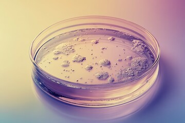 Poster - Petri dish with liquid media showing bacterial colonies growing.
