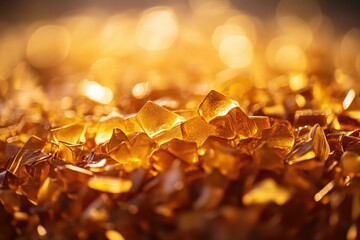 Poster - Golden amber pieces, shining brightly in sunlight, creating a warm, luxurious feel.
