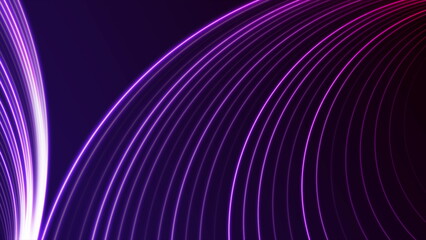 Aufkleber - Bright violet neon curved lines abstract technology background
