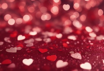 Wall Mural - bokeh red background valentines wedding confetti lights love layout day shiny textured christmas cel