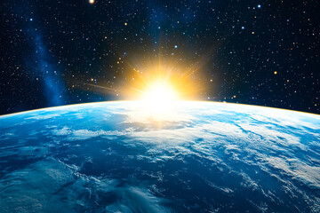 Wall Mural - Sunrise Over Earth from Space