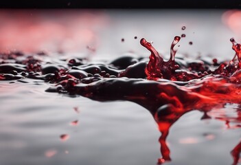 Wall Mural - a black fire red background water creative dark energy splash watercolor liquid paint flow texture w