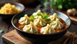© phet - Steaming bowl of dumplings, chopsticks, ginger, chopsticks, ginger