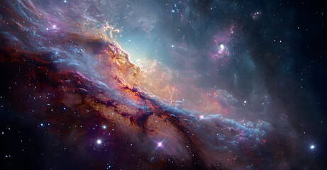 Wall Mural - Nebula and galaxies in space. Abstract cosmos background