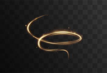 Aufkleber - 
Golden glistering swirl light effect with sparkles and dust on a dark background. A luxury abstract vector with shiny waves, energy trails, and dynamic twinkle elements. Perfect for elegant designs.
