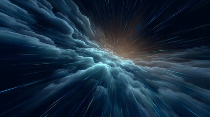Wall Mural - Abstract flight in space hyper jump 3d illustration