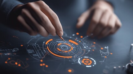 Hands drawing on interactive display