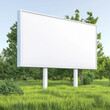 © ประดิษฐ สิทธิศักดิ์ - Empty Billboard Surrounded by Lush Green Trees and Grass Landscape