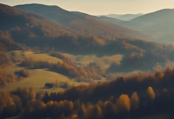 Wall Mural - clouds countryside sky autumn distant carpathian rolling down mountainous sunny beautiful valley rur