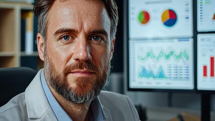 Wall Mural - a futuristic entrepreneur using ai-driven analytics to optimize business performance