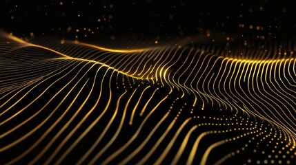 Wall Mural - abstract gold wave patterns on a black background.
