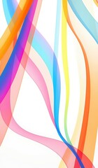 Wall Mural - Mobile wallpaper,  abstract artwork featuring flowing transparent ribbons in vibrant colors on white background