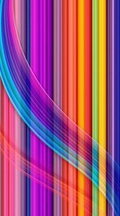 Wall Mural - Mobile wallpaper,  abstract background featuring vibrant multicolored vertical stripes and a curved design