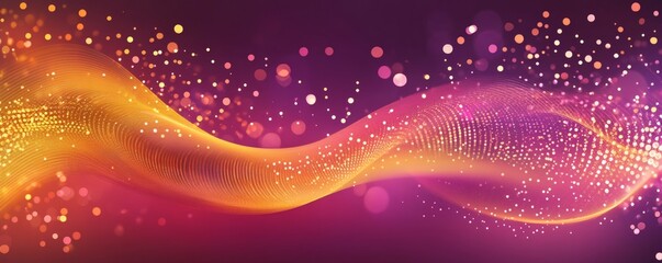 Wall Mural - abstract design of a luminous, wavy form with sparkling particles.