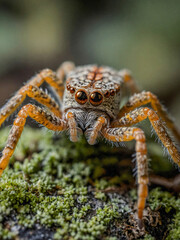 Wall Mural - Close-up of a Lichen Huntsman spider.