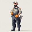 © Wilairat - A low-poly stylized illustration of a confident plumber, ready for work, carrying essential tools including a pipe, showcasing a strong and reliable professional in a modern