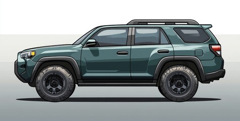 A modern SUV car icon illustration stands out against a clean white background